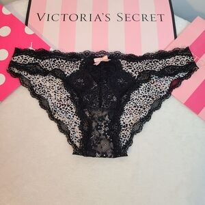 Y2K VS Dream Angels Silky Satin Nylon Lace Cheekini Panty Size XS Leopard